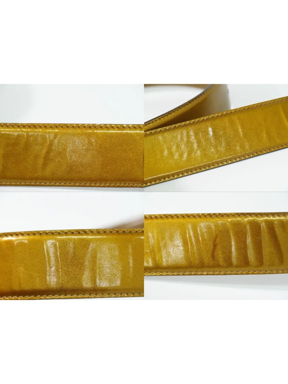 Gucci Buckle Belt 65 Patent Leather Brown Gold